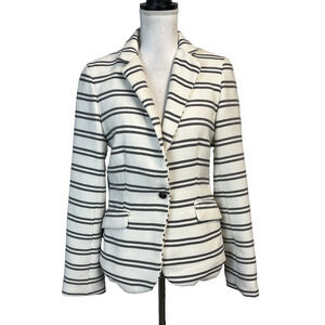 Kenar Blazer Jacket size Medium Black Ivory Tweed Striped Career Church Suit